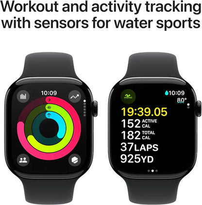Apple Logo Watch Series 10 – GPS, 46mm, Jet Black, Sport Band