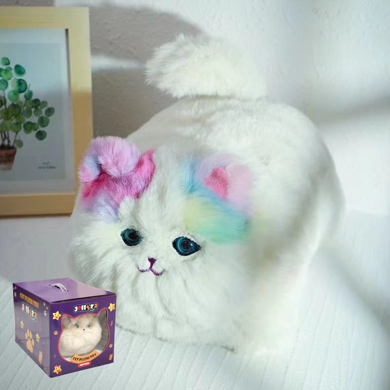 Jollyza® Realistic Plush Electric Cuddle Cat Toy with Talking Tail Wagging & Blinking Eyes