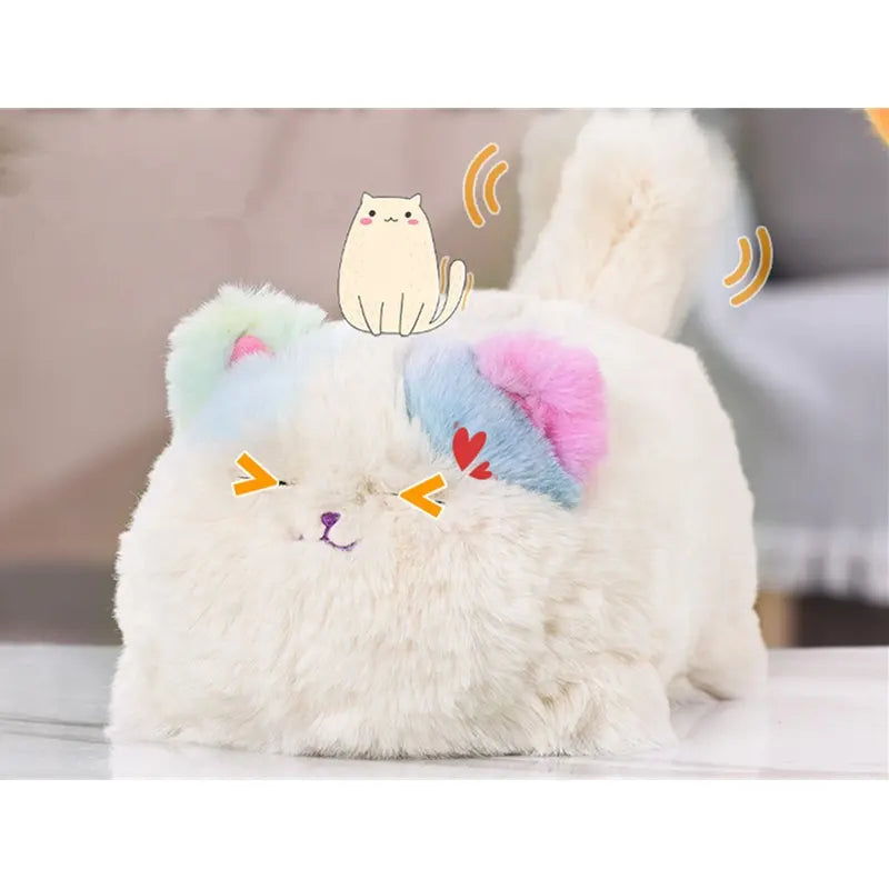 Jollyza® Realistic Plush Electric Cuddle Cat Toy with Talking Tail Wagging & Blinking Eyes