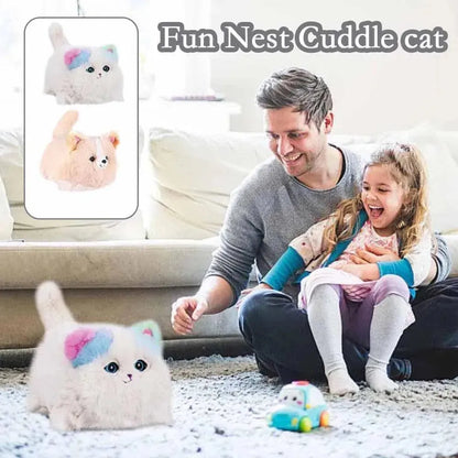Jollyza® Realistic Plush Electric Cuddle Cat Toy with Talking Tail Wagging & Blinking Eyes